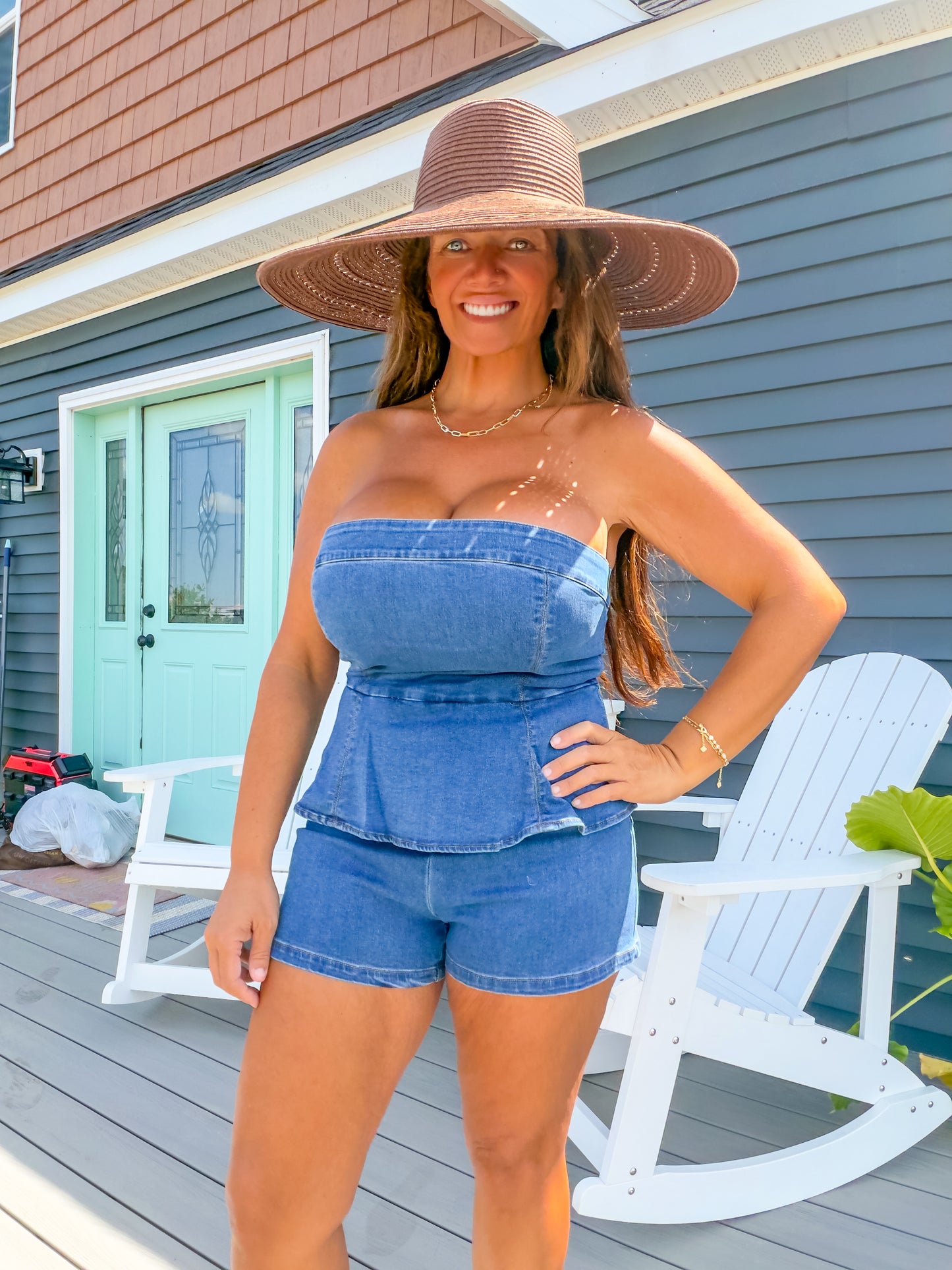 The Boardwalk Denim Romper