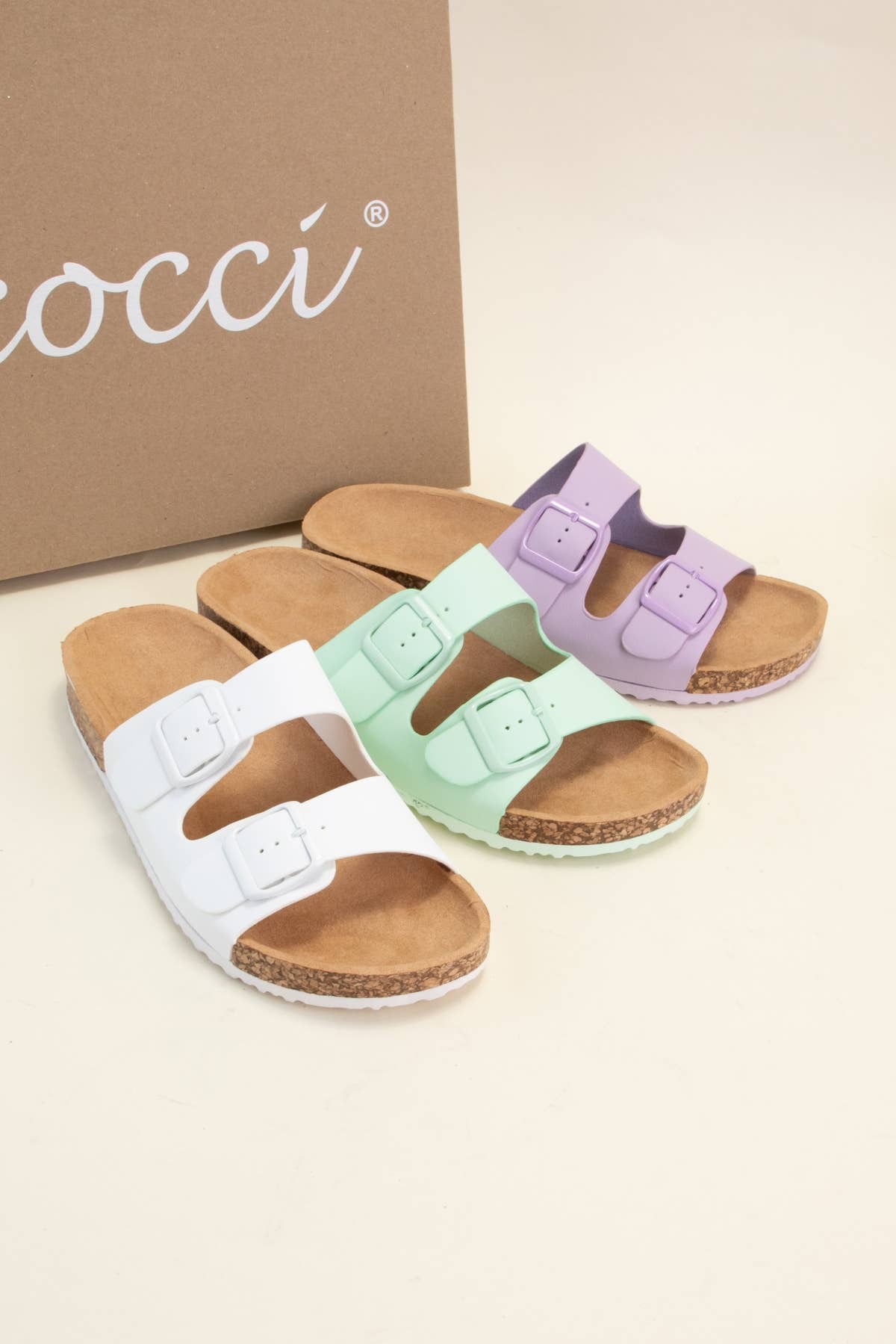 AUDRINA COLOFUL DOUBLE BUCKLE STRAP SANDAL