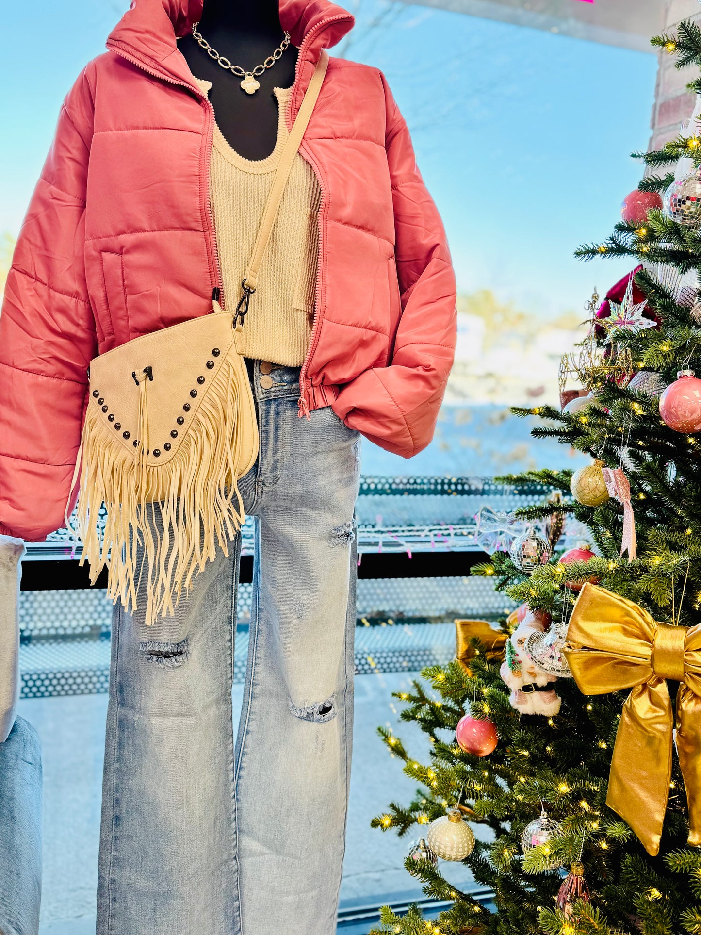 White Leather Hobo Fringe Crossbody Tassel Purse