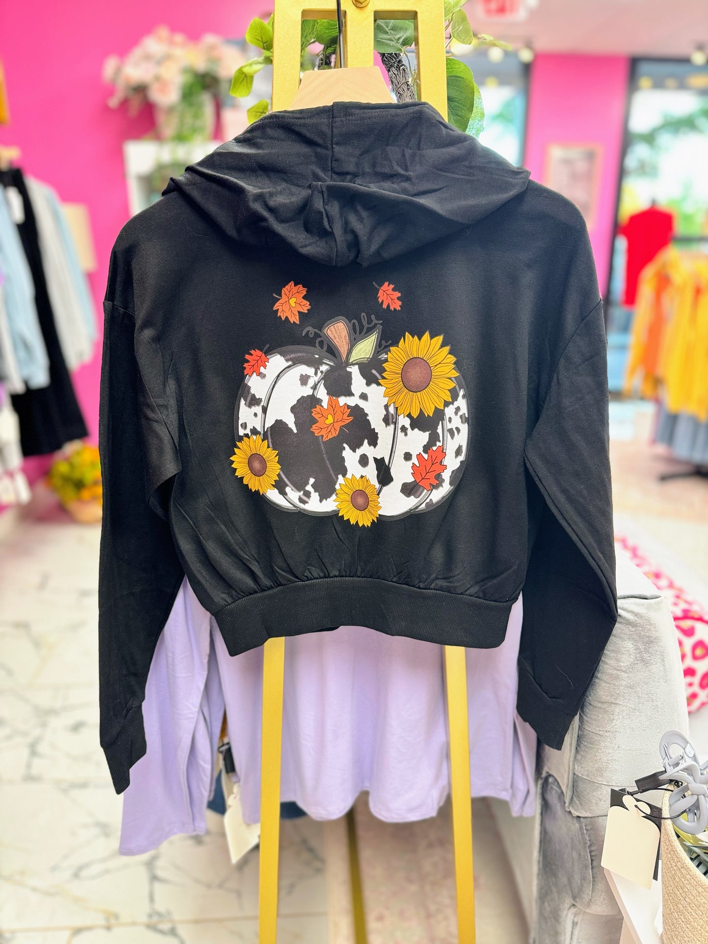 Cow Pumpkin Black Fleece Zip