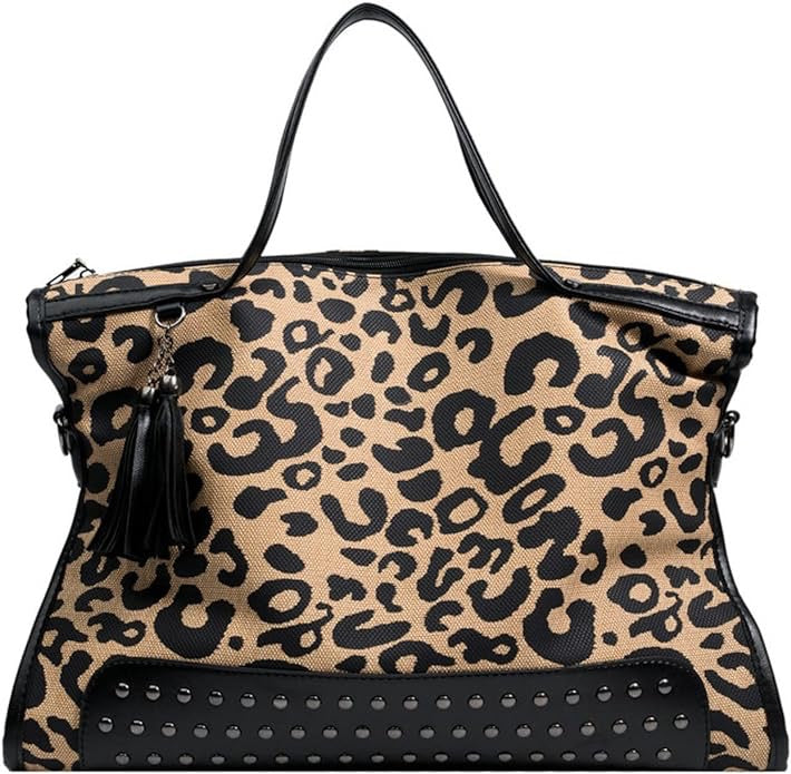 Oversized Leopard Studded Tote