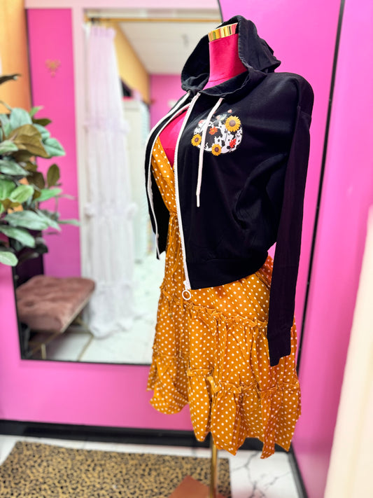 Cow Pumpkin Black Fleece Zip