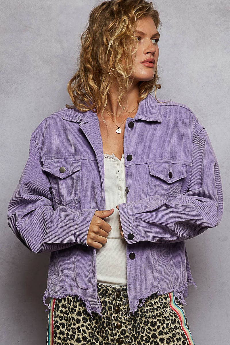 Lady V distressed hem corduroy jacket