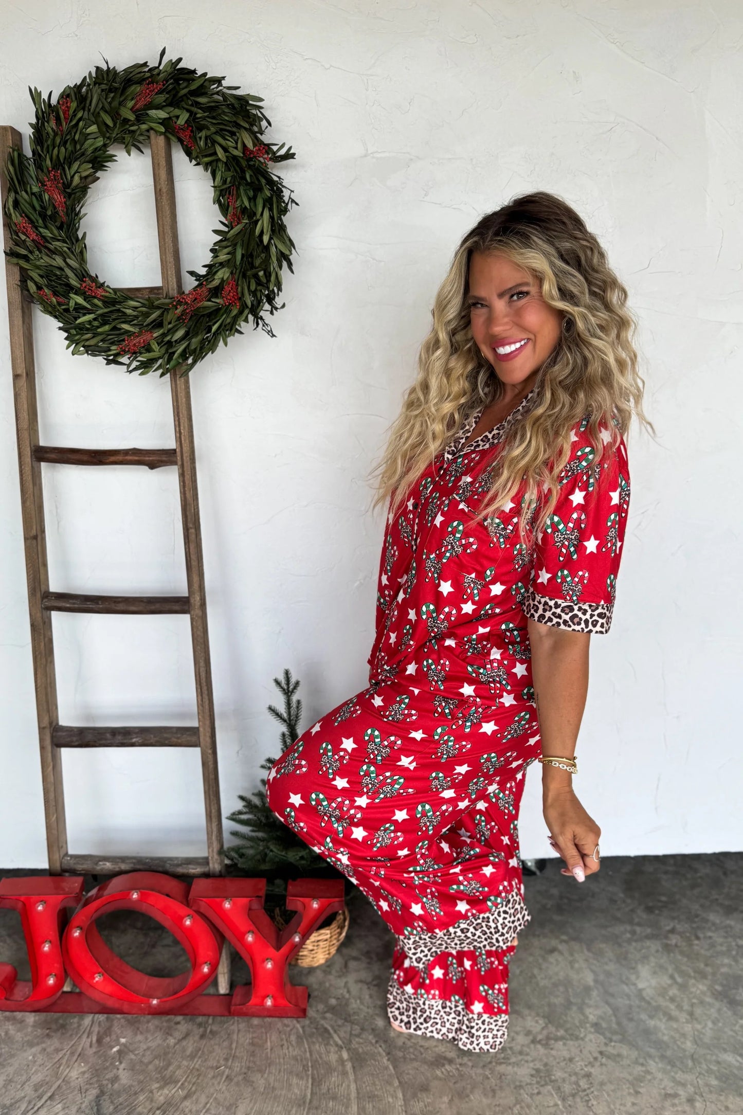 Candy Cane Leopard Christmas Luxe Jammies