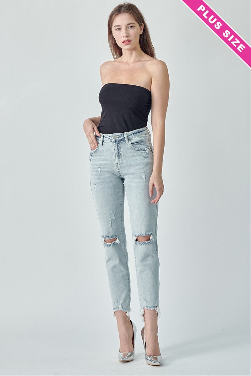 RISEN PLUS SIZE HIGH RISE BOYFRIEND JEANS