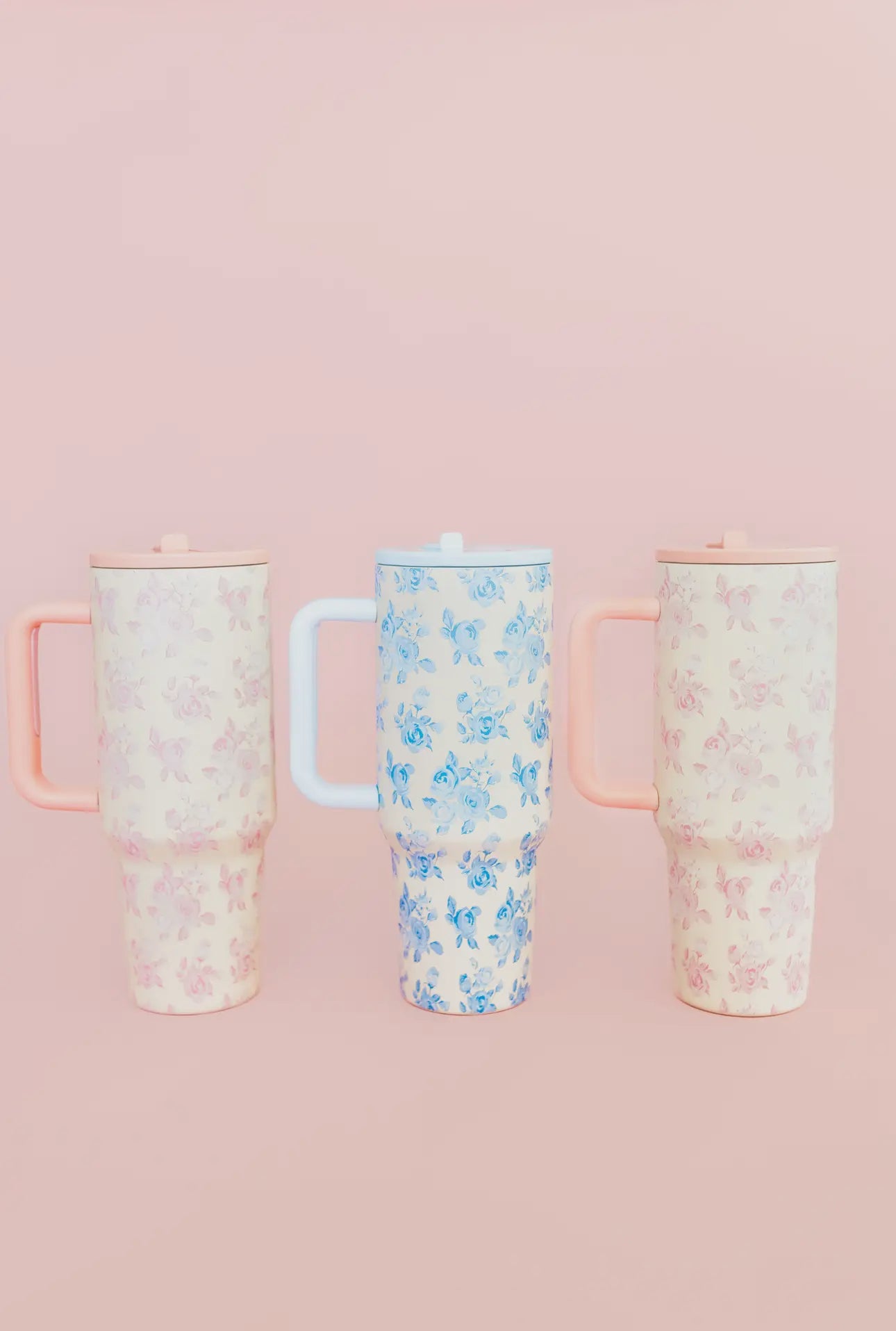 Cream & Pink Floral 40oz Tumbler