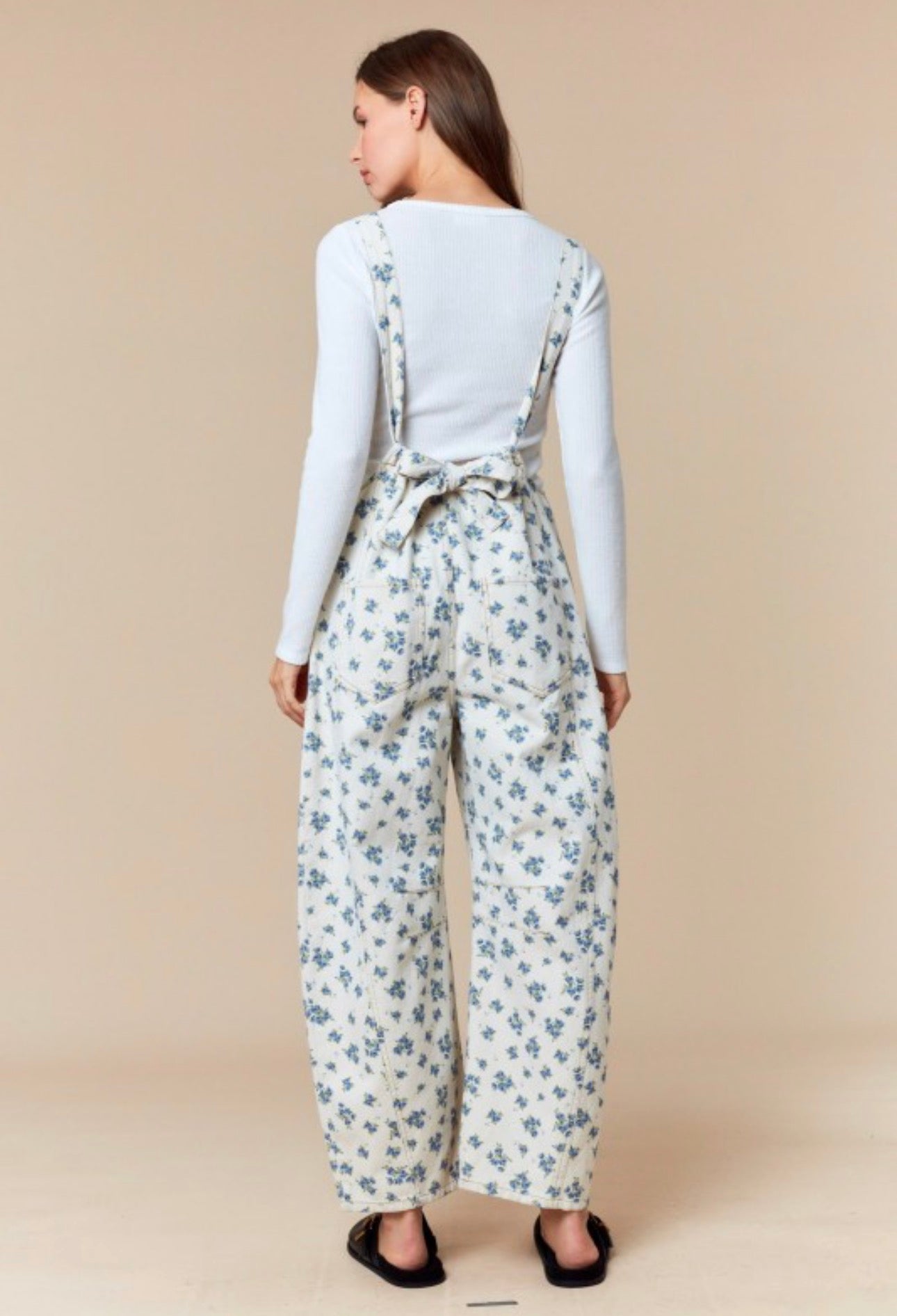 Blue Blossom Tie-Back Overalls
