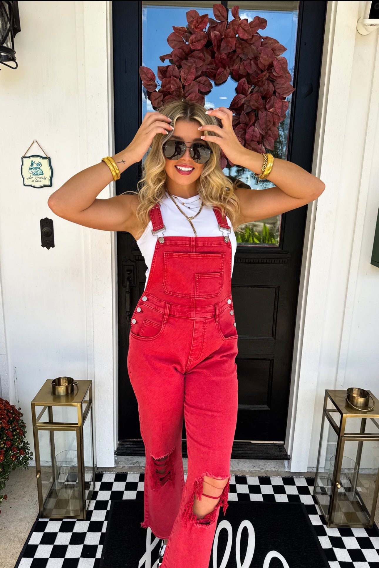 Holly Jolly Distressed Overalls