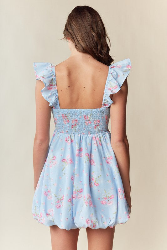 The Belle Floral Bow Mini Dress
