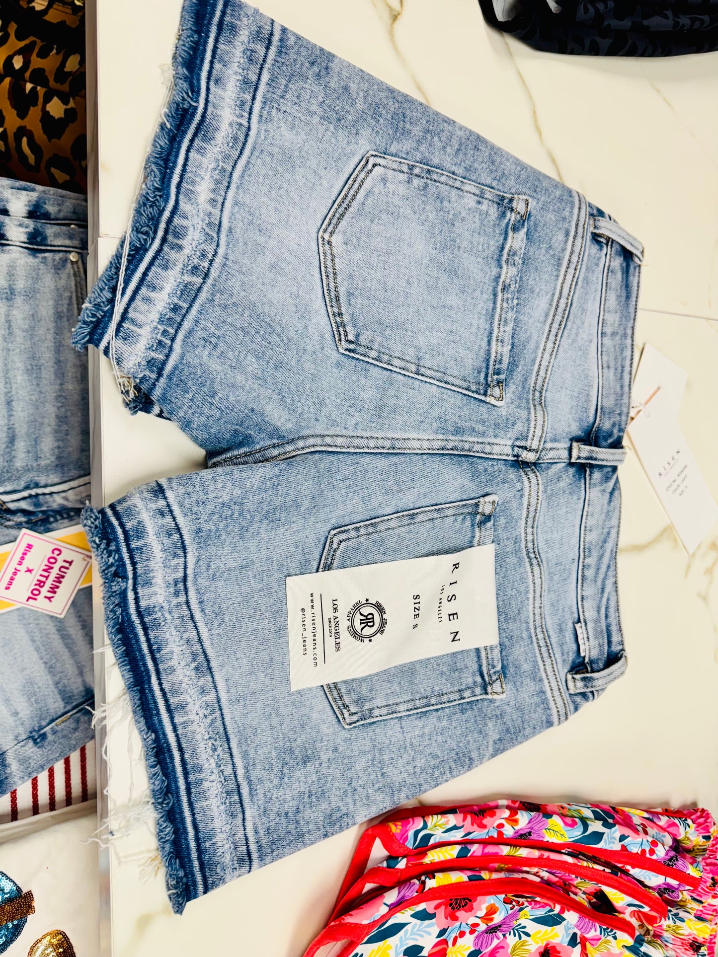 Risen Tummy Control Frayed Shorts