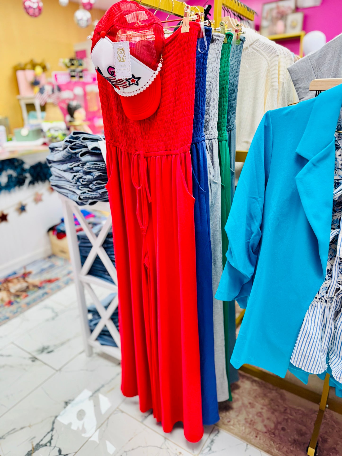 Rumor Goin' Round Smocked Jumpsuit