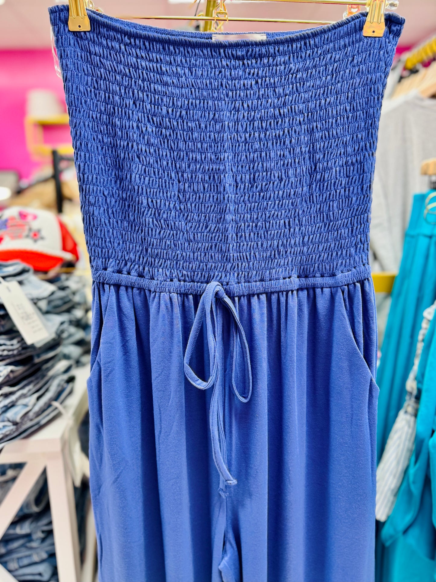 Rumor Goin' Round Smocked Jumpsuit