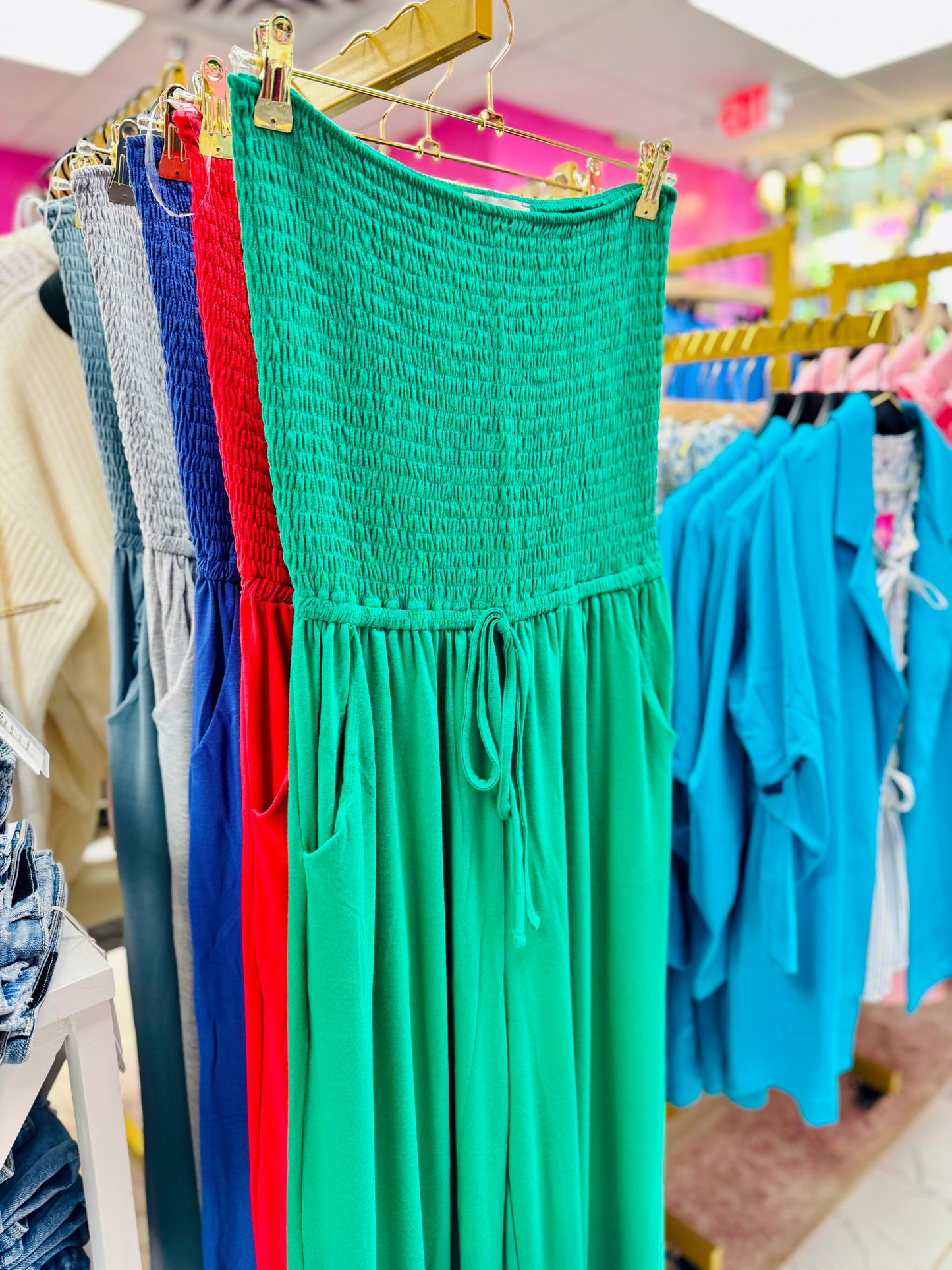 Rumor Goin' Round Smocked Jumpsuit
