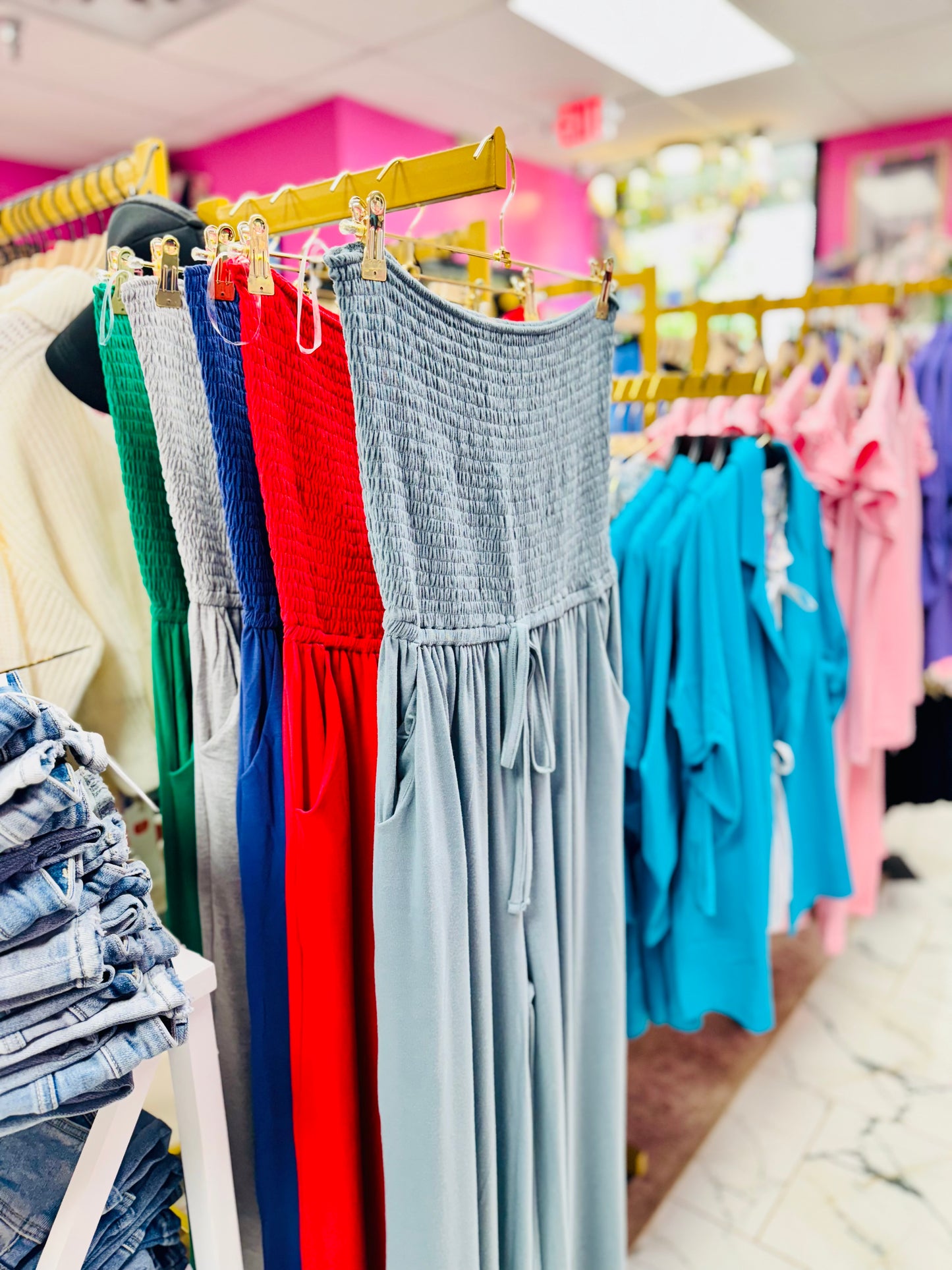 Rumor Goin' Round Smocked Jumpsuit