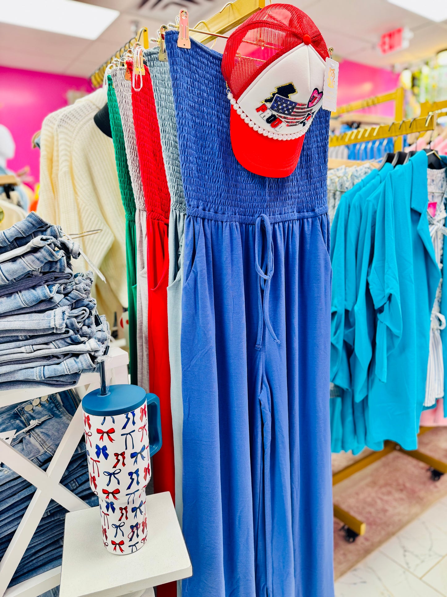 Rumor Goin' Round Smocked Jumpsuit