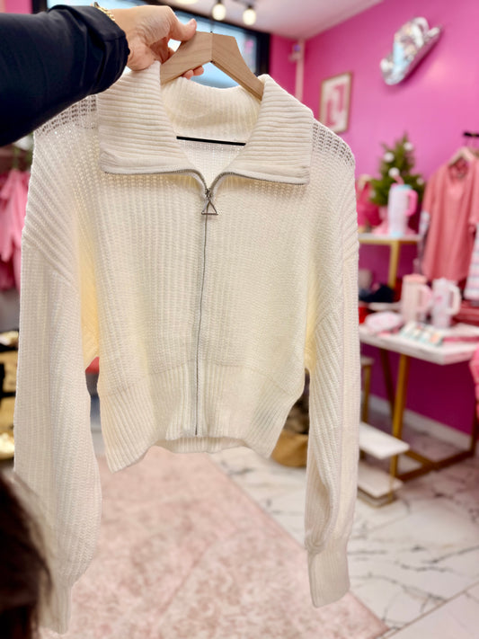 Vanilla Bean Zipped Cardigan Sweater