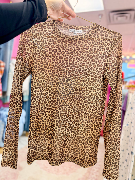 Leopard Mesh Top