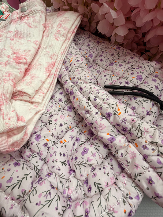 Birdie Disty Floral Quilted Bag - Lavender