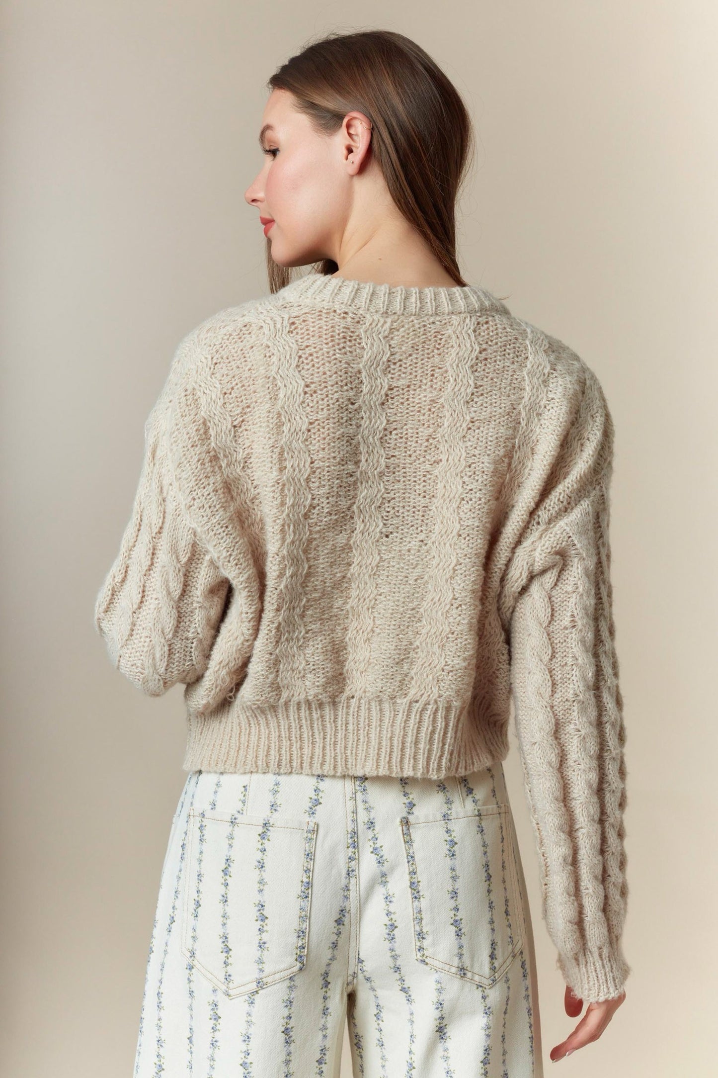 Flower Embroidery Detail Button Down Cardigan