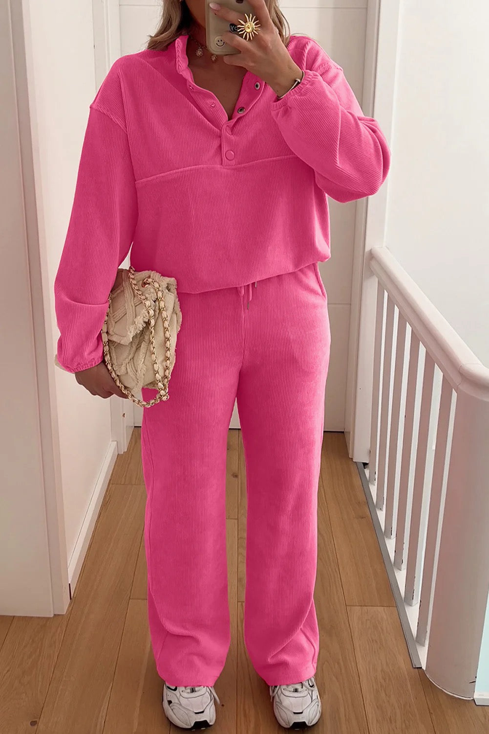 Hot Pink Corduroy Lounge Set