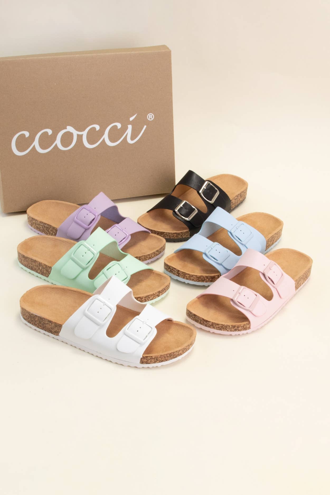 AUDRINA COLOFUL DOUBLE BUCKLE STRAP SANDAL