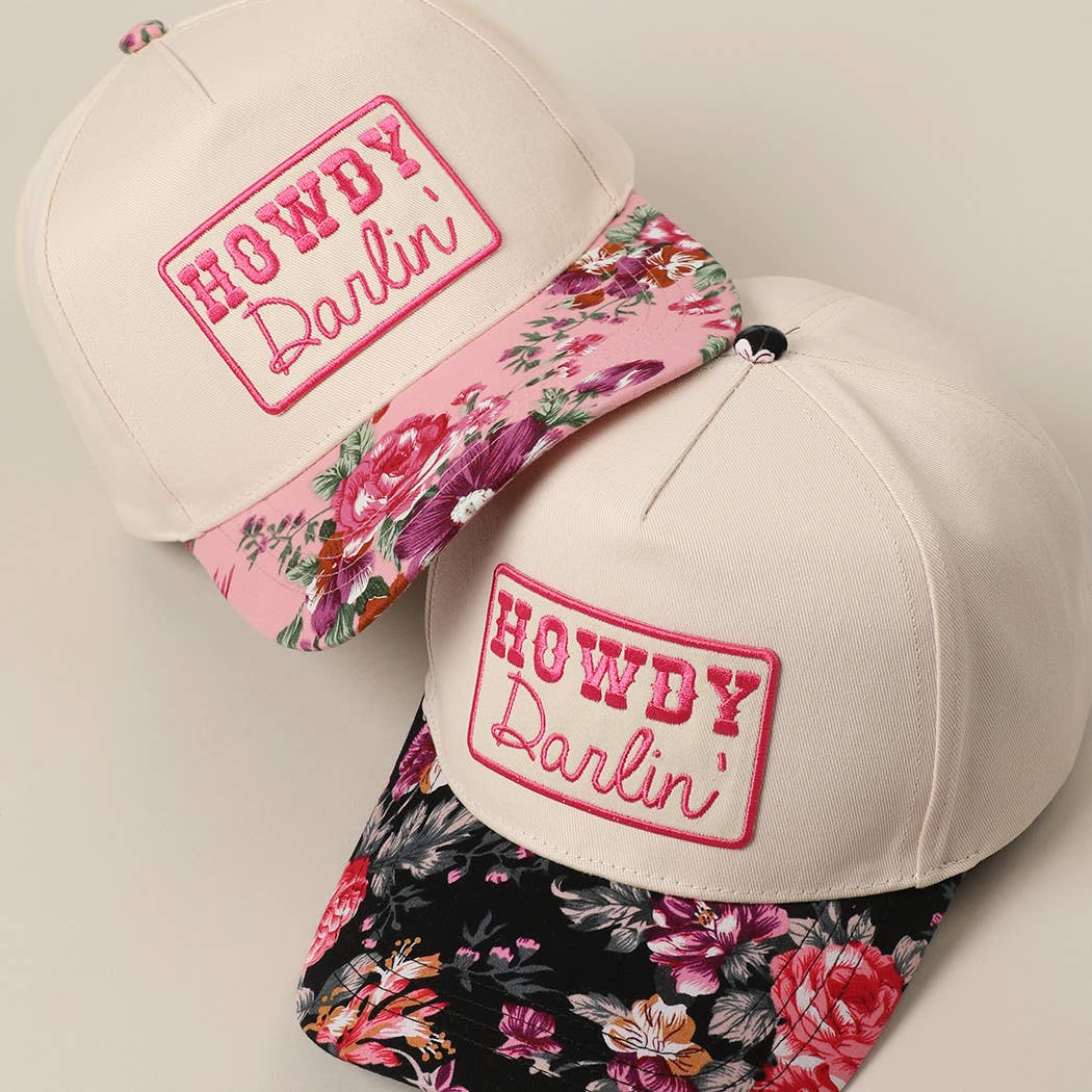 HOWDY Darlin' Embroidery Patch Floral Two-Tone Hat