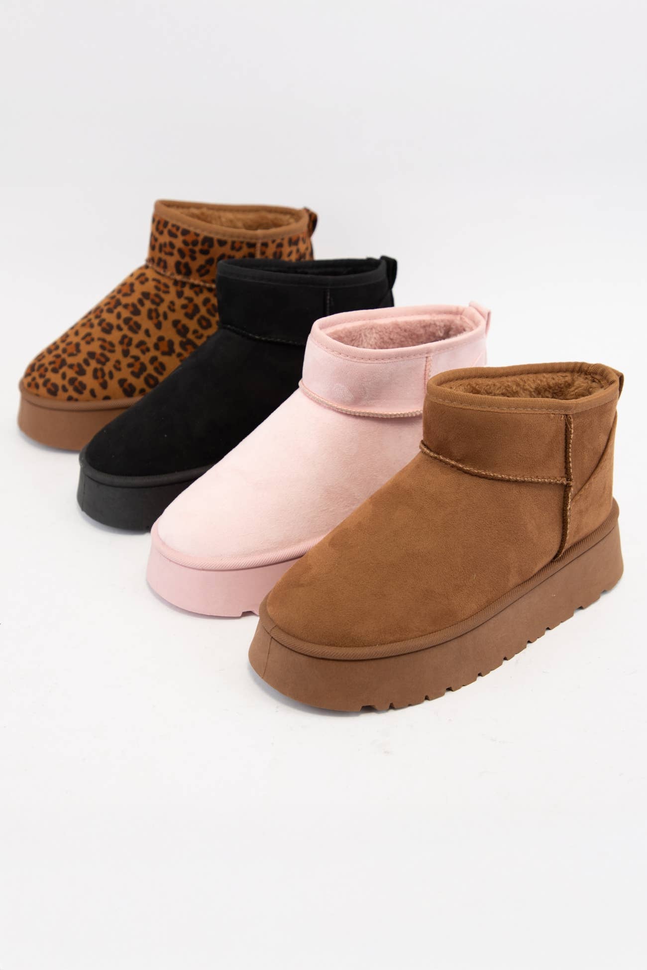 OAKLEE PLATFORM MINI ANKLE SHERPA BOOTS