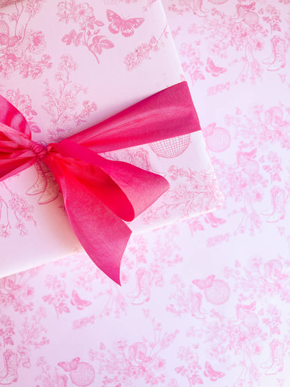 Pink Disco Cowgirl Toile Wrapping Paper - Roll of 3 Sheets