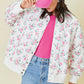 Floral Printed Oversized Quilted Bomber Jacket