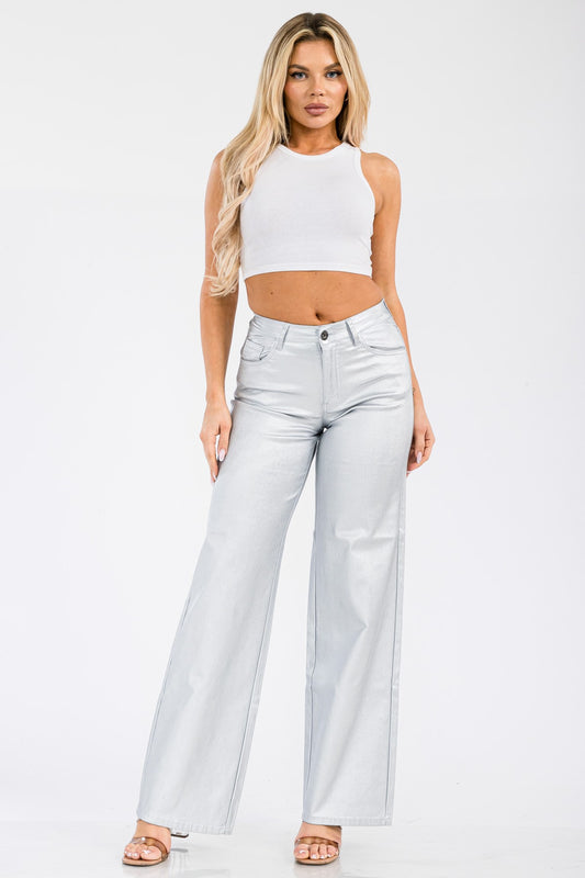 Metalic Wide Leg Jean