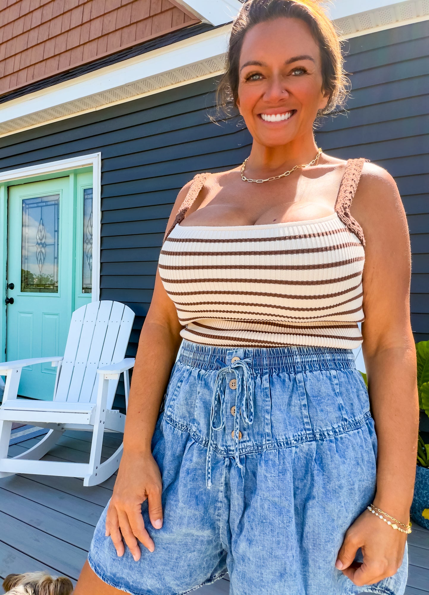 The Boardwalk Mocha Stripe Tank