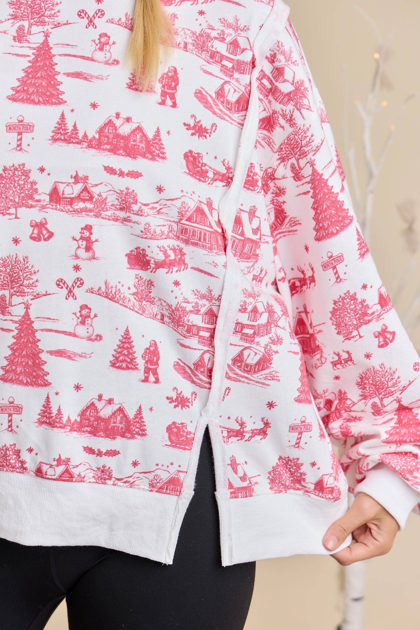 Winter Village Print Pullover