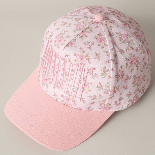 MOMMIN' Embroidered Flower PatternTrucker Hat