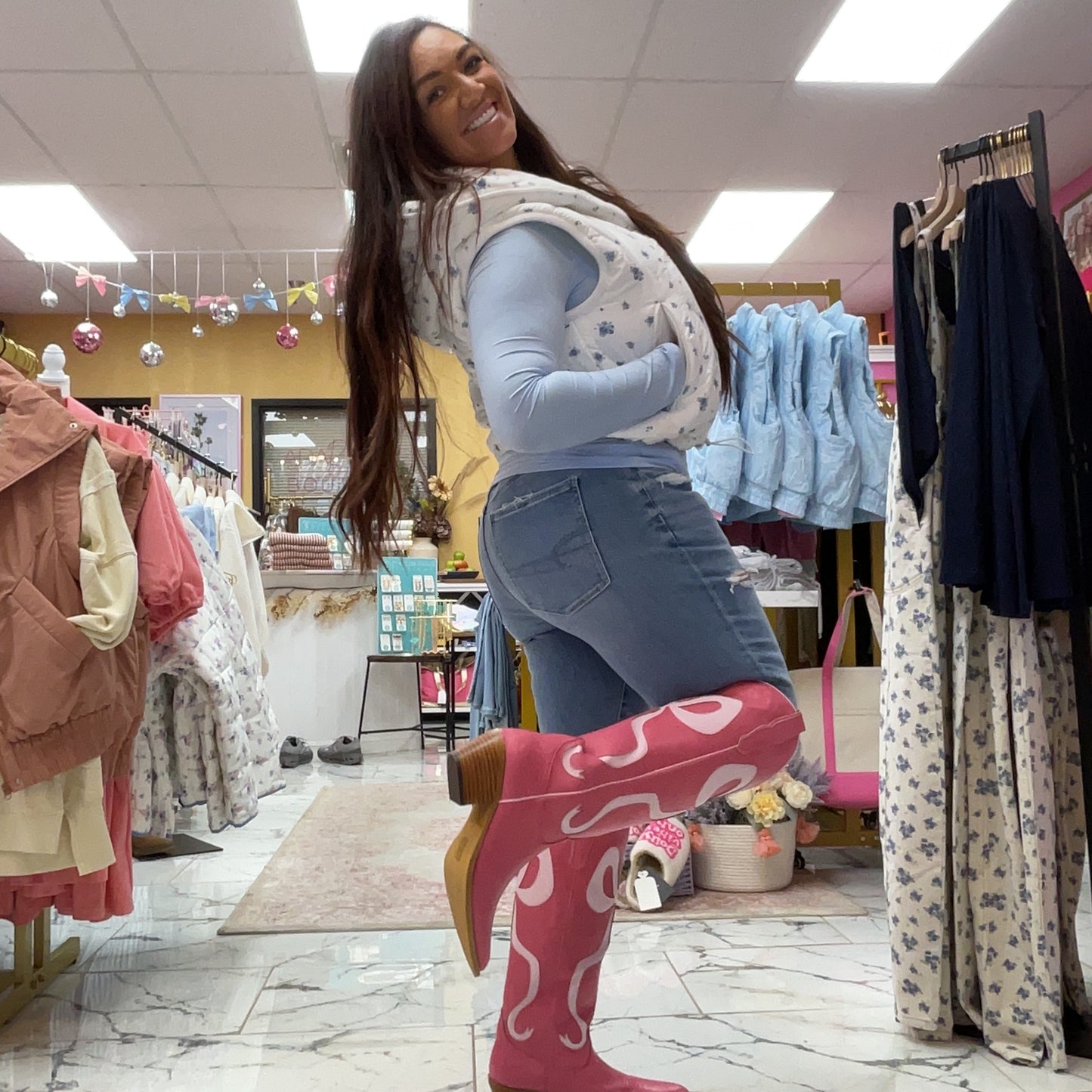 Dolly Pink Bow Tall Boots