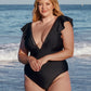 Midnight Glam Ruffle one-piece bathing suit