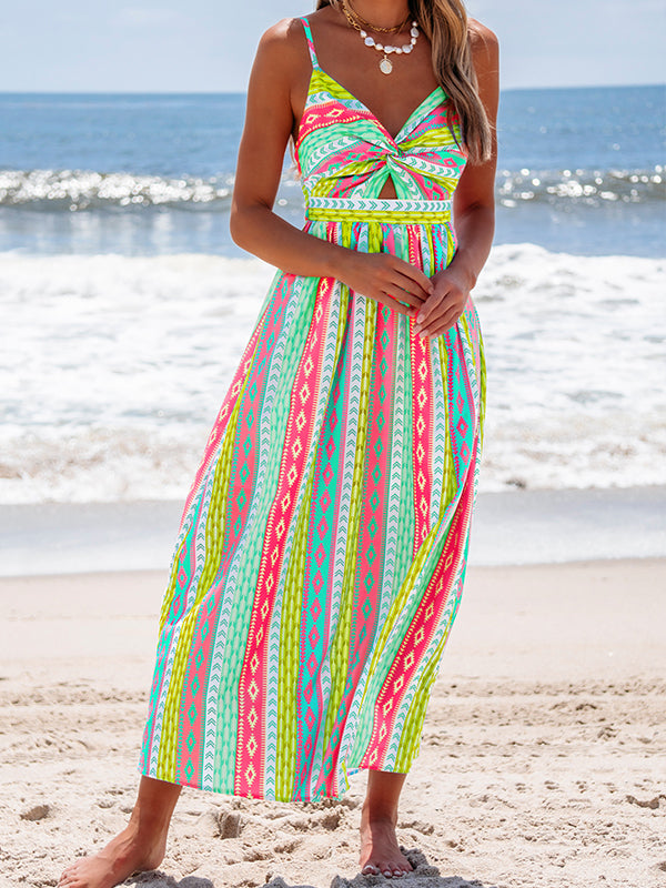 Boho Beach Front Knot Maxi Dress