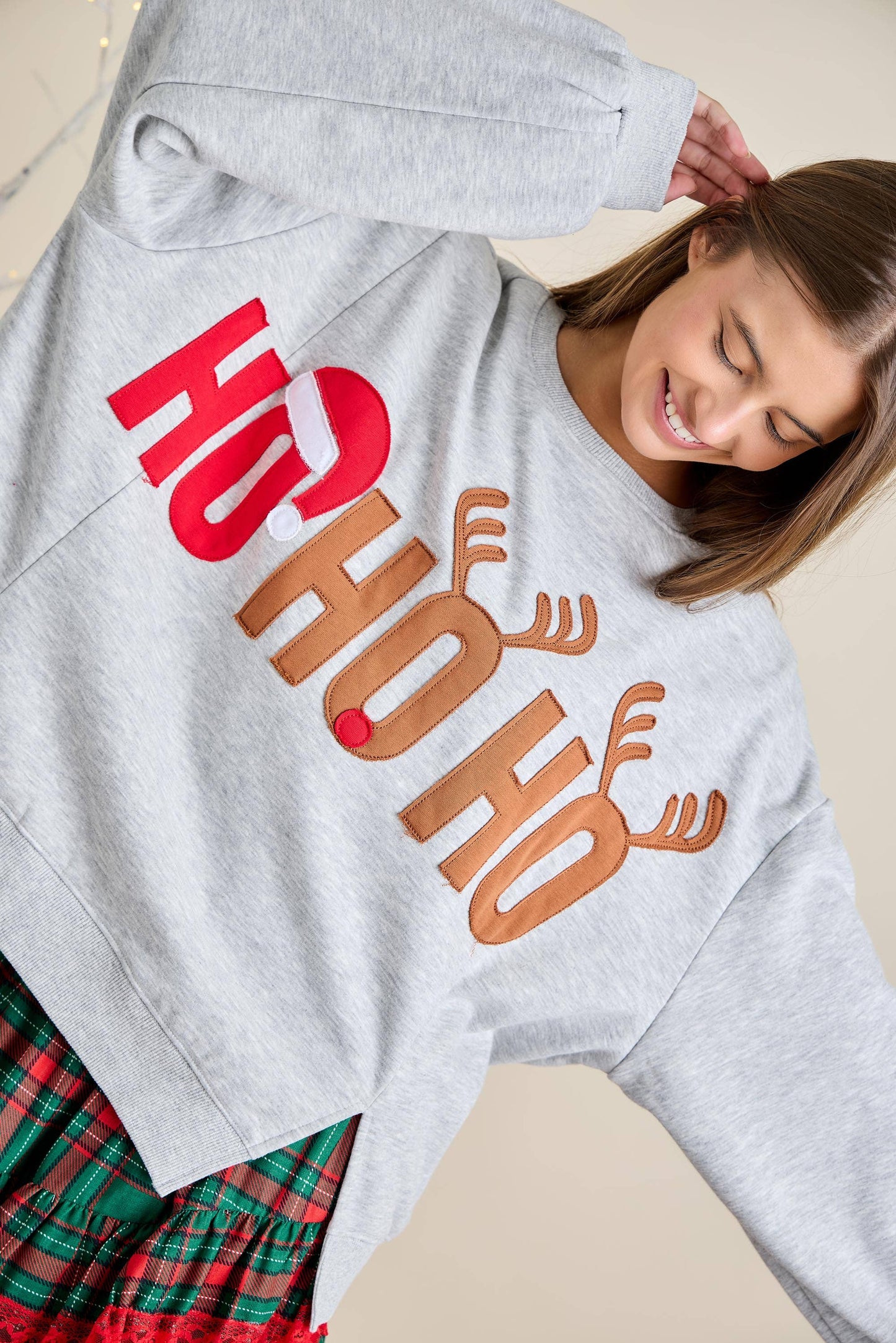 Christmas "HOHOHO" Patchwork Fleece Sweatshirt