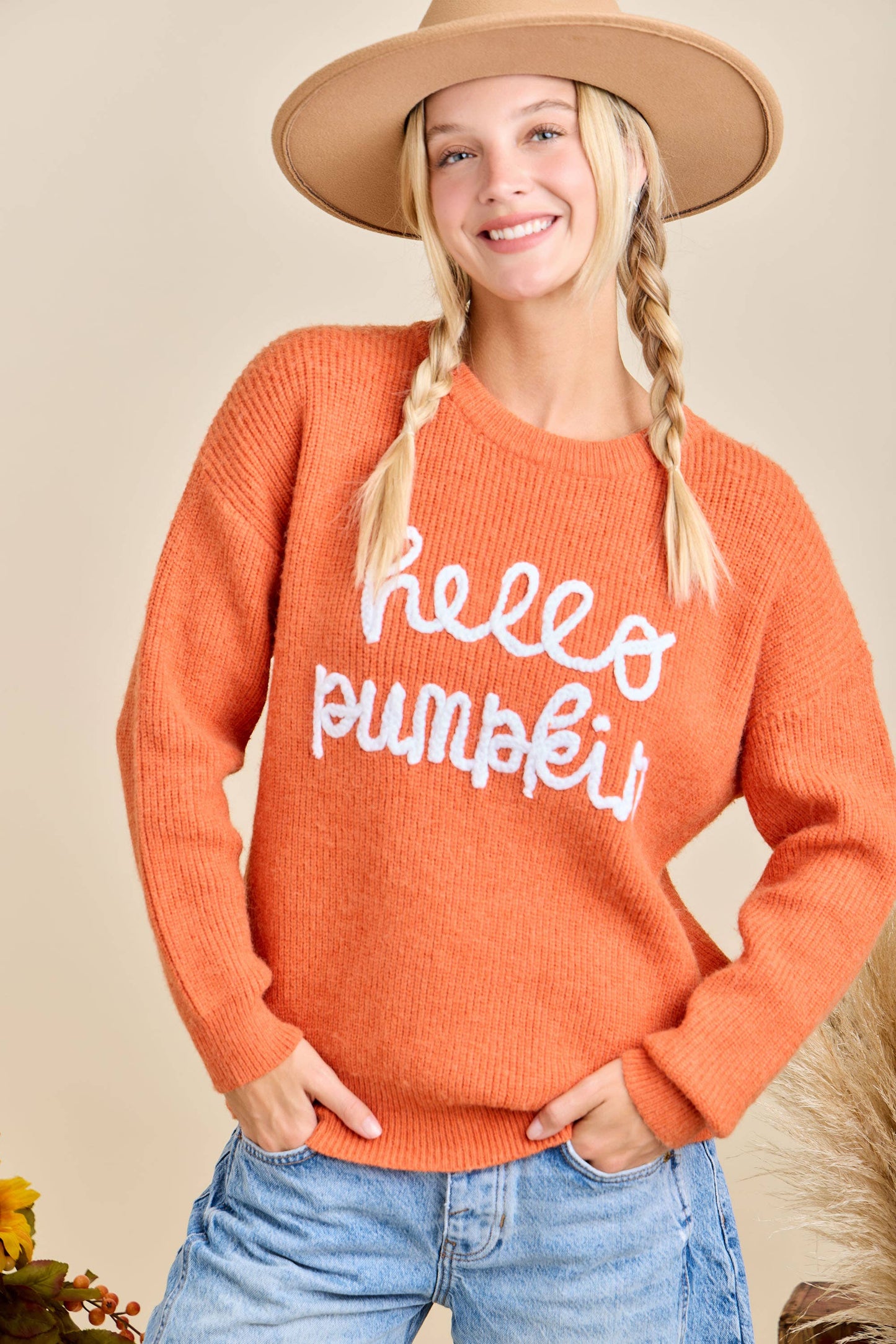 Hello Pumpkin Letter Verbiage Sweater