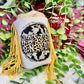 Wasted on you with gold fringe koozie
