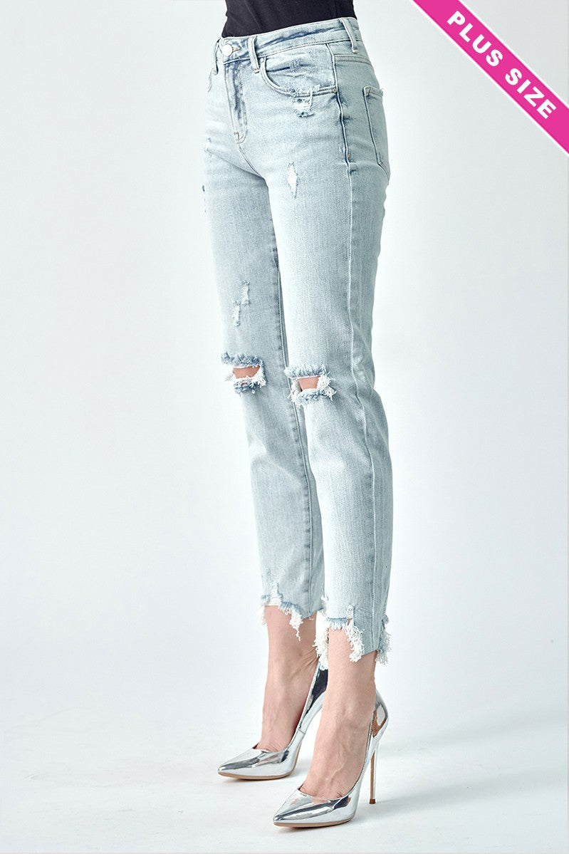 RISEN PLUS SIZE HIGH RISE BOYFRIEND JEANS