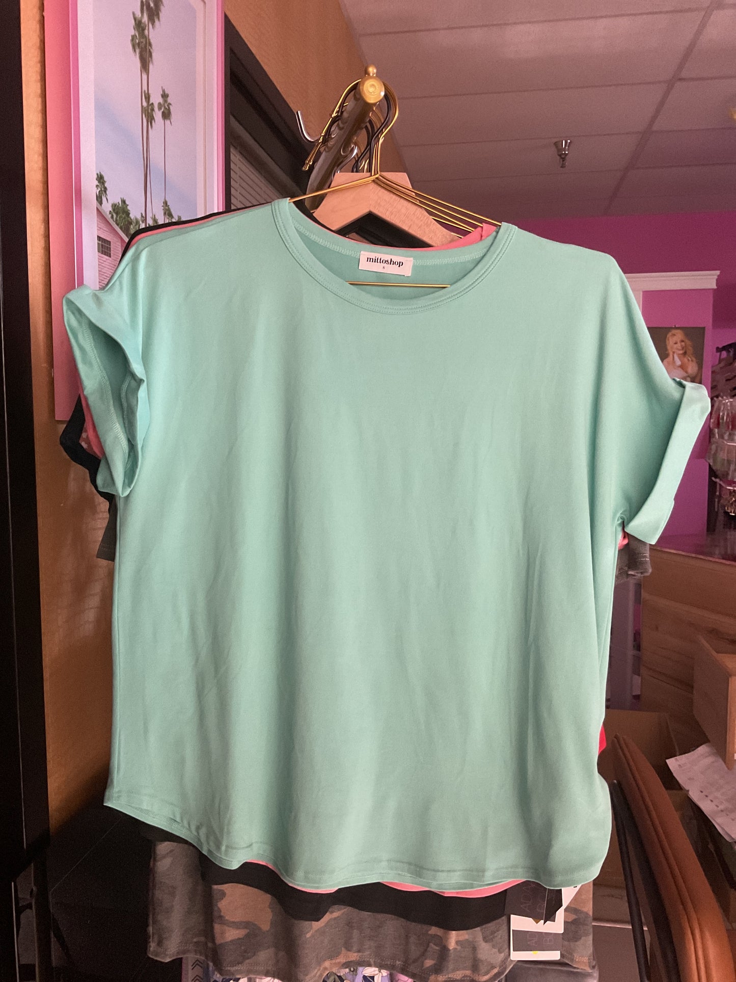 DTY ROUND NECK DOLMAN SHORT SLEEVE KNIT TOP