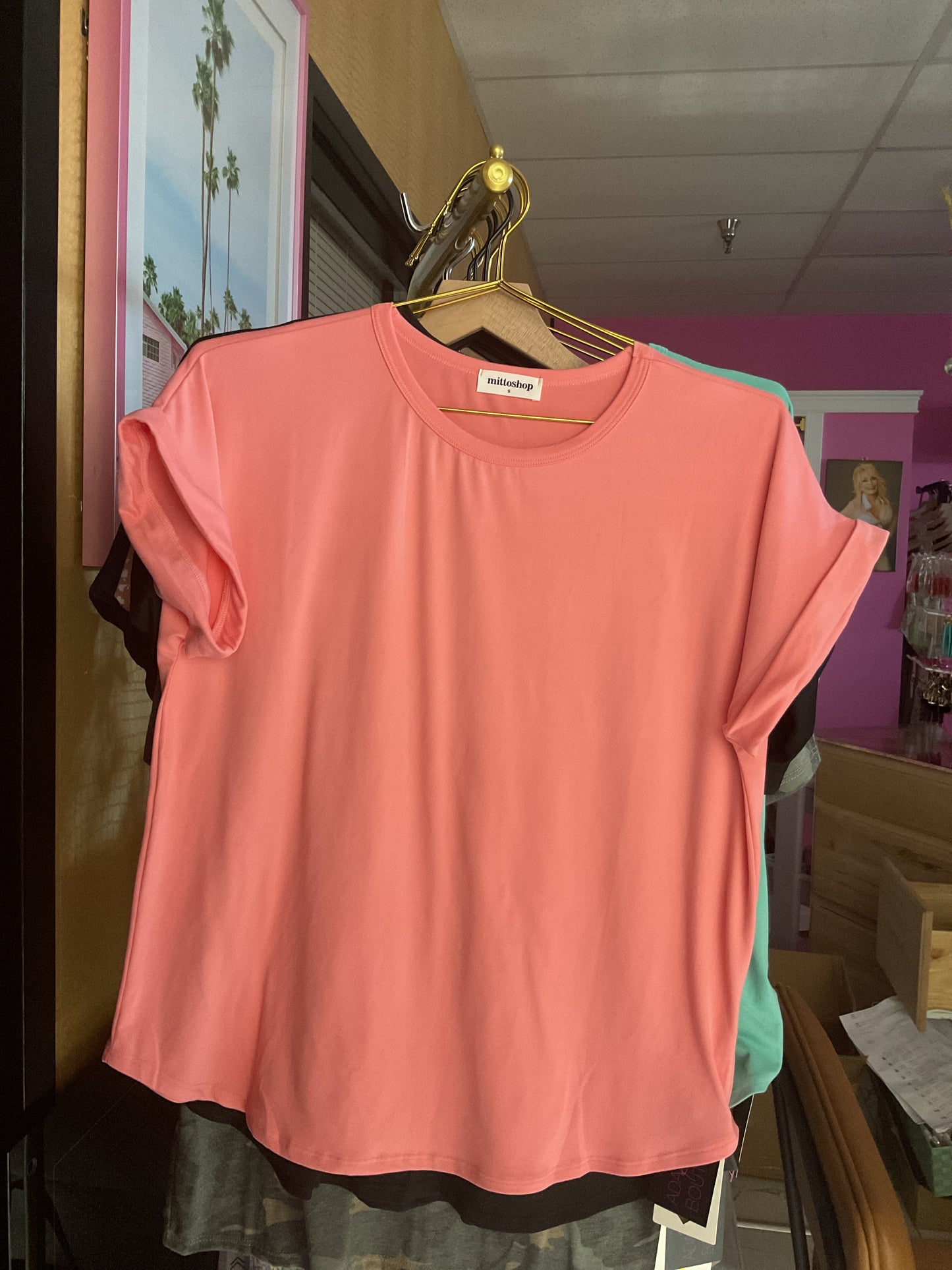 DTY ROUND NECK DOLMAN SHORT SLEEVE KNIT TOP