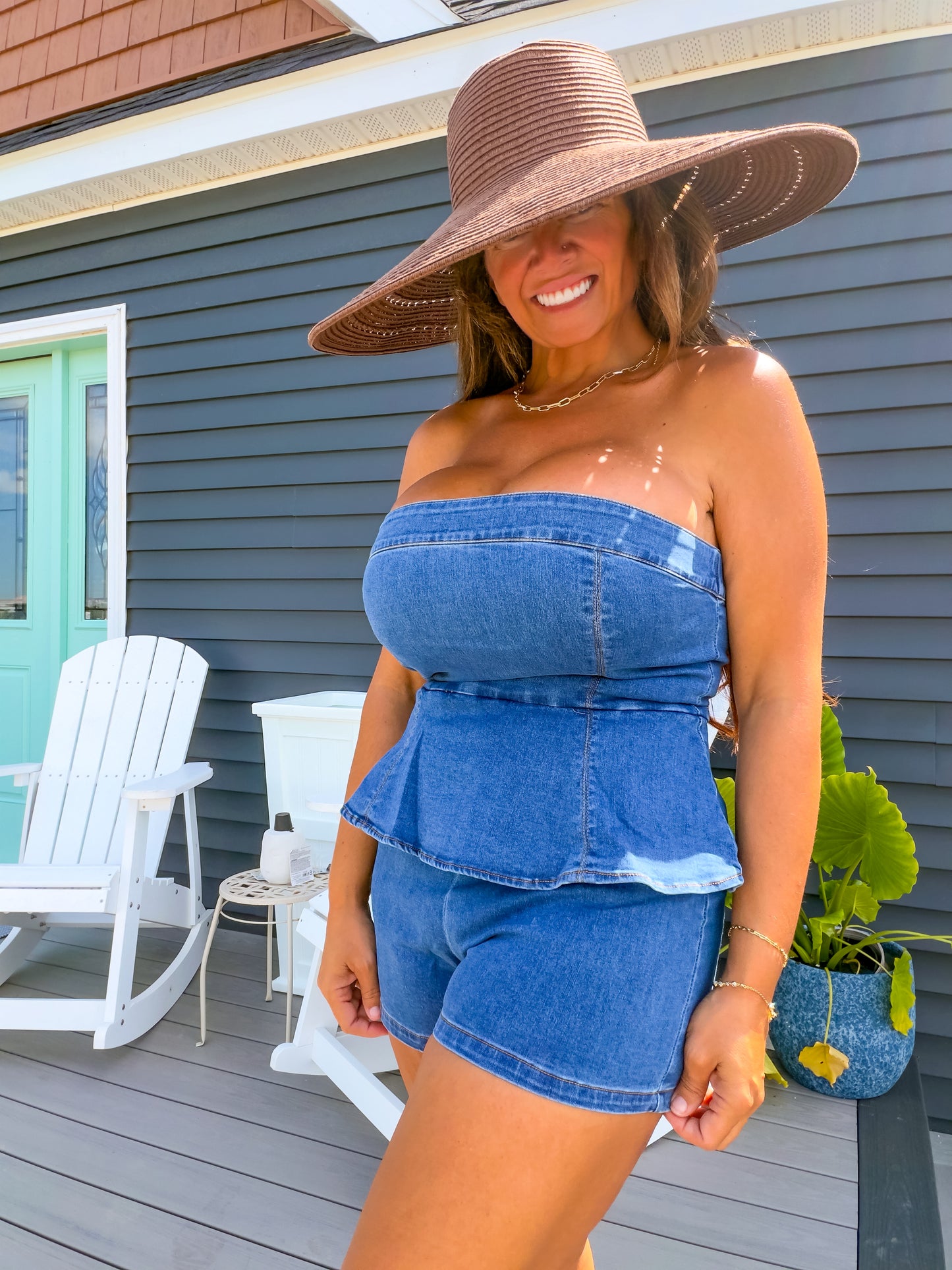 The Boardwalk Denim Romper