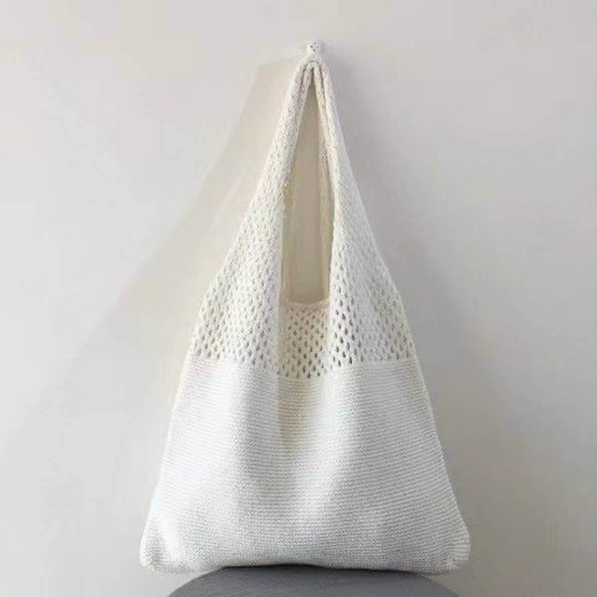CWAB1952_SOLID COLOR VINTAGE KNIT TOTE BAG