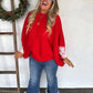 Meg Pullover Poncho Red