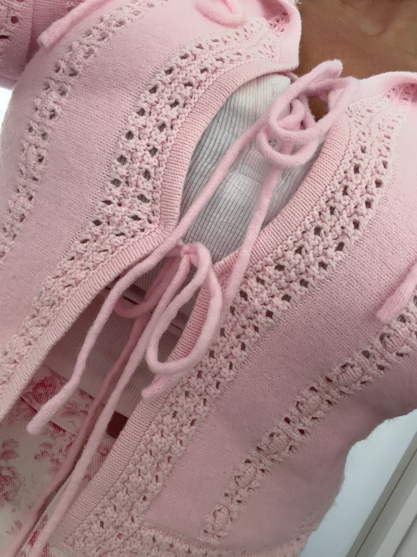 Petal Lace-Up Knit Cardigan 🌸