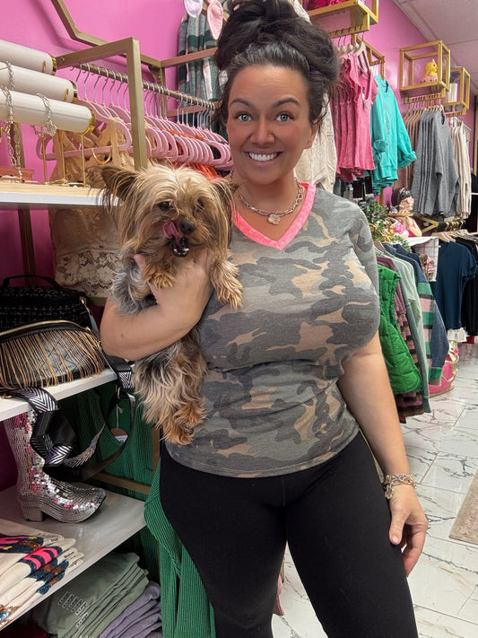Camo Pink Collared Top