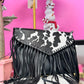 Cow Leather Hobo Fringe Crossbody Tassel Purse