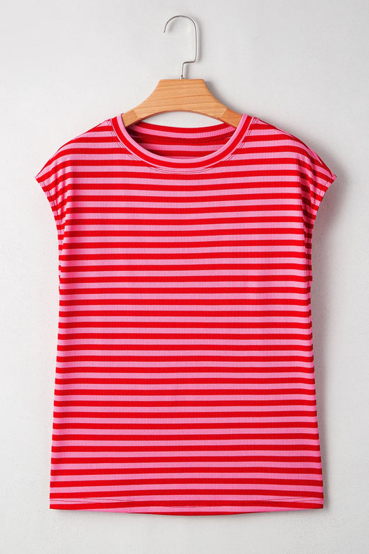Red Stripe Ribbed Top