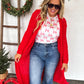 Candy Cane Bow Mesh Long Sleeve Top